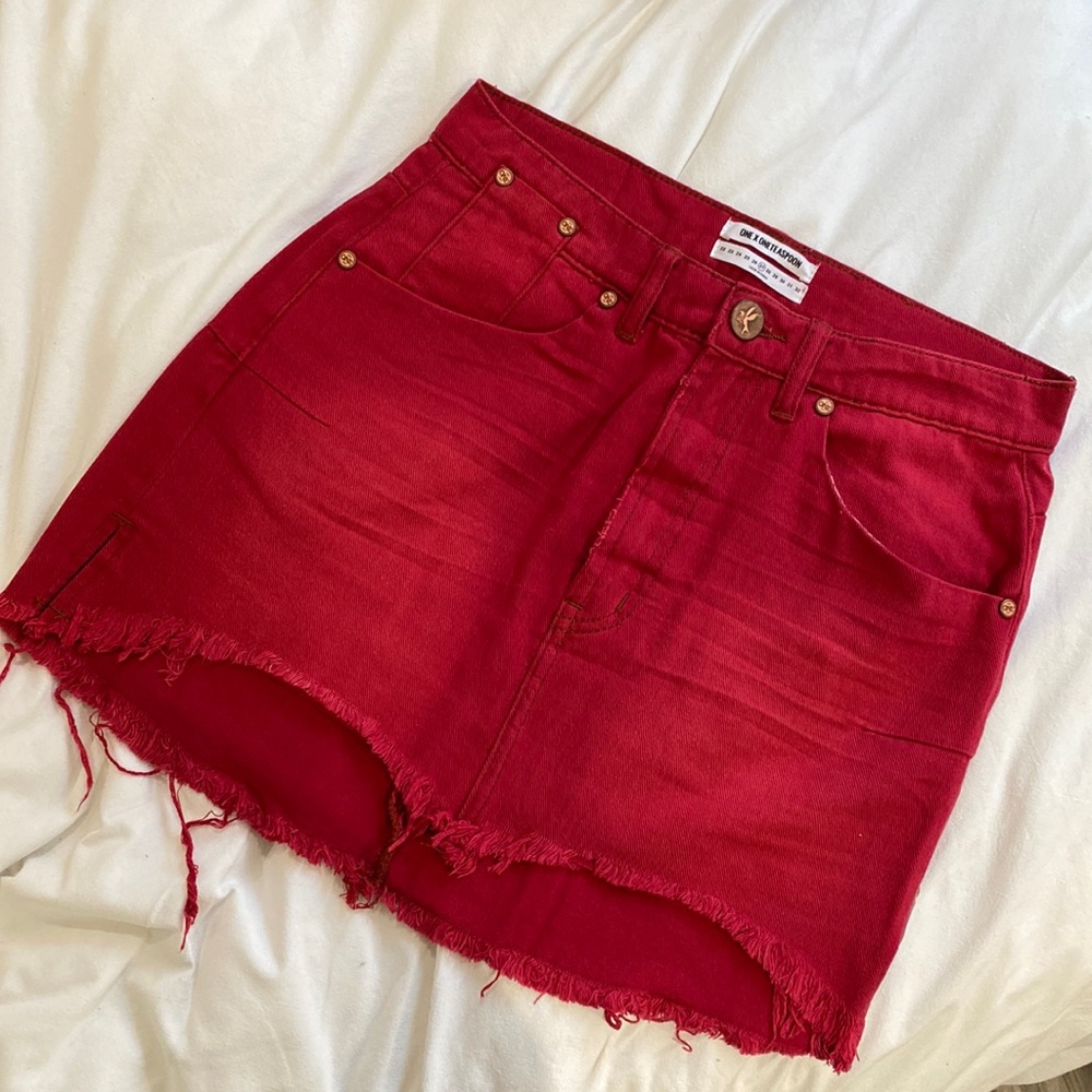 One Teaspoon Red Vanguard Skirt